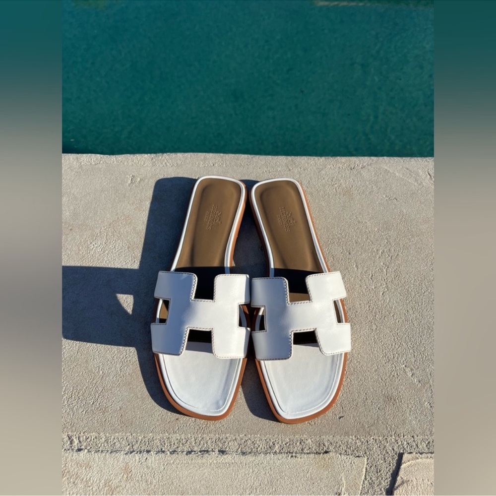 Hermes Women’s Oran White Sandals